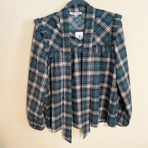 Joy Joy Plaid Tie Blouse